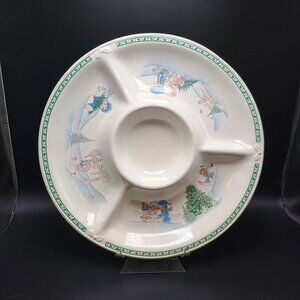 Precious Moments Christmas Chip & Dip Tray 14.25" Ceramic 1997 Vintage